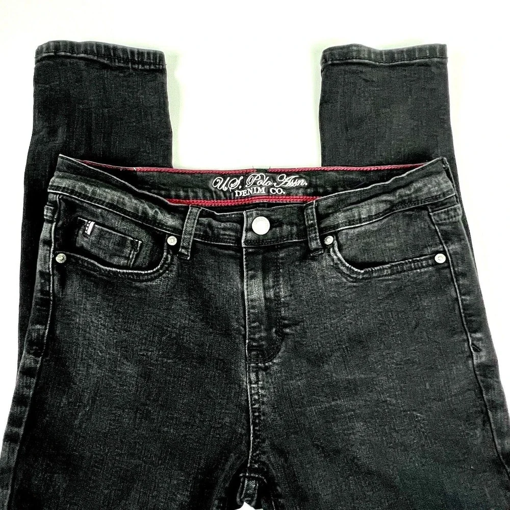 U.S. Polo Assn. Denim Co. Black Denim Skinny Jeans Mid-Rise Stretch Size 8 Short - Picture 3 of 12